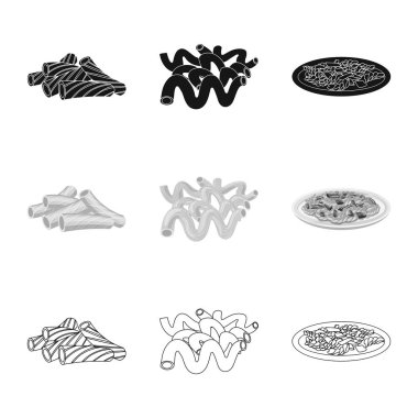 Makarna ve karbonhidrat logo vektör tasarımı. Hisse senedi için makarna makarna ve vektör simge kümesi.