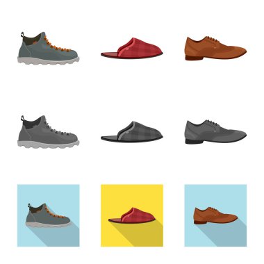 Ayakkabı ve ayakkabı işareti vektör Illustration. Ayakkabı ayarla ve hisse senedi simgesi web için ayak.