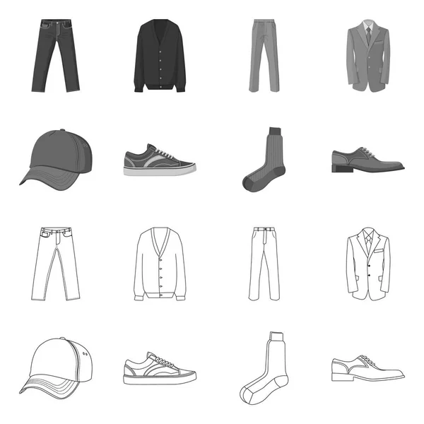 Vektorillustration av mannen och kläder symbol. Samling av mannen och slitage vektor ikonen för lager. — Stock vektor