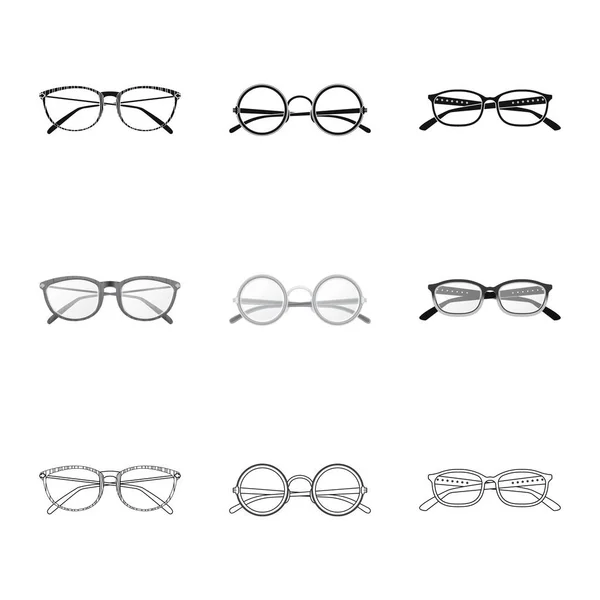 Vektorové ilustrace brýle a rámečku ikony. Kolekce brýlí a příslušenství burzovní symbol pro web. — Stockový vektor