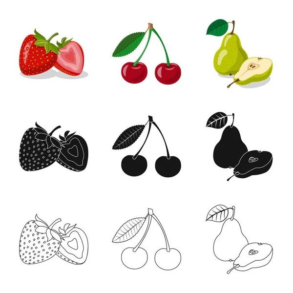 野菜と果物のアイコンのベクター イラストです。Web の野菜やベジタリアンのストック シンボルのコレクション. — ストックベクタ