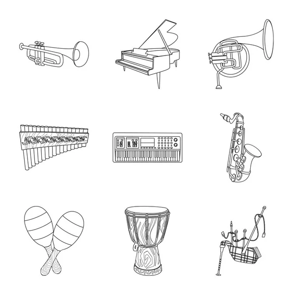 Objeto aislado de música y símbolo de melodía. Conjunto de música y icono de vector de herramienta para stock . — Vector de stock