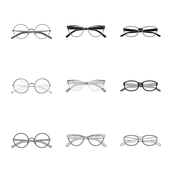 Vektorové ilustrace brýle a rámečku ikony. Kolekce brýlí a příslušenství burzovní symbol pro web. — Stockový vektor