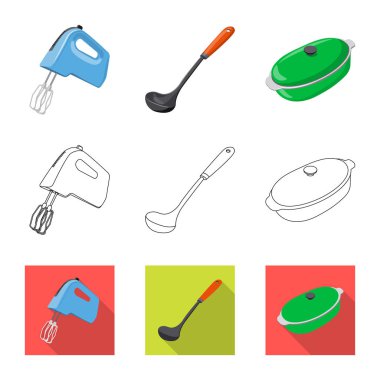 Mutfak ve yemek logosu yalıtılmış nesne. Web için mutfak ve cihaz hisse senedi simgesi kümesi.