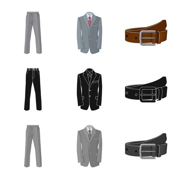 Vectorillustratie van mens en kleding pictogram. Instellen van de mens en het dragen van vector pictogram voor voorraad. — Stockvector