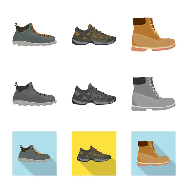 Geïsoleerde object van schoenen en schoeisel teken. Set van schoen en voet voorraad vectorillustratie. — Stockvector
