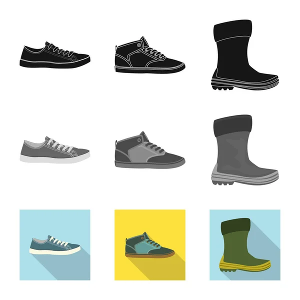 Objeto aislado de zapato y símbolo de calzado. Set de zapato y pie vector icono para stock . — Archivo Imágenes Vectoriales