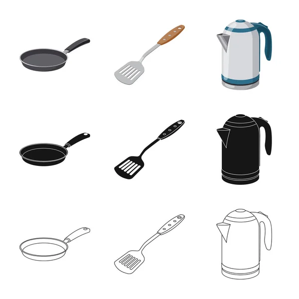 厨房和厨师标志的孤立对象。网络厨房和家电库存符号的收集. — 图库矢量图片