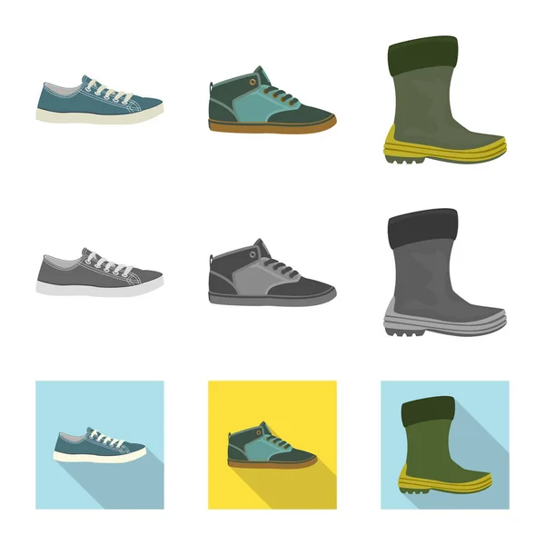 Векторная иллюстрация значка обуви и обуви. Коллекция векторных значков обуви и ног для склада . — стоковый вектор