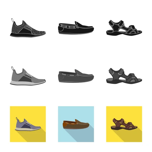 Diseño vectorial de zapato y símbolo de calzado. Set de zapatos y pies stock vector ilustración . — Vector de stock