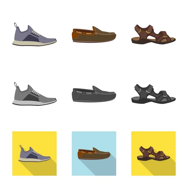 Conception vectorielle du logo chaussure et chaussures. Collection de chaussures et pied stock symbole pour la toile . — Image vectorielle