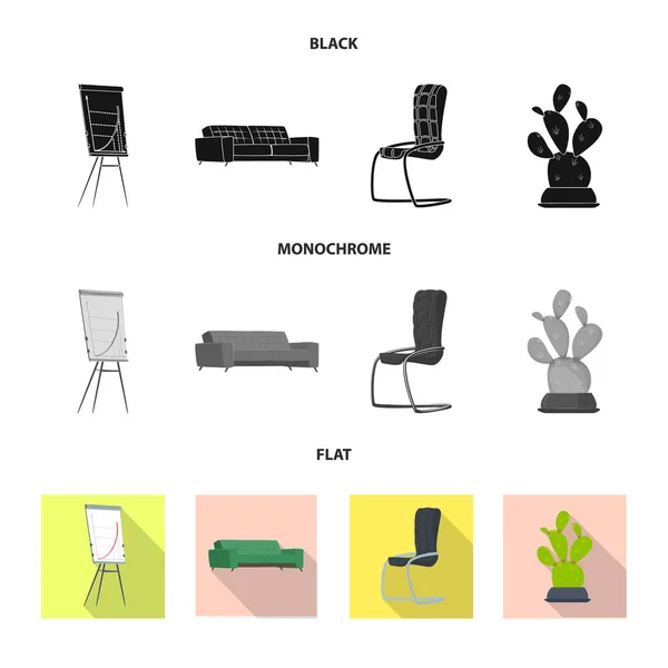 家具と仕事アイコンの孤立したオブジェクト。Web 用の家具やホームの銘柄記号のコレクション. — ストックベクタ