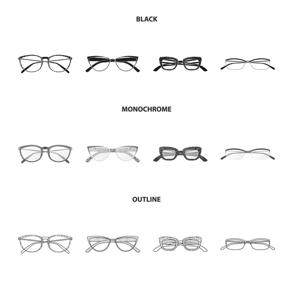 Elkülönített objektum szemüveg és a keret ikon. Gyűjteménye szemüveg és kiegészítő tőzsdei szimbólum a web. — Stock Vector