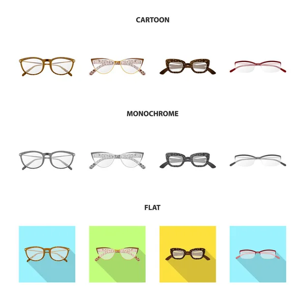 Векторні ілюстрації окулярів та логотипу рамки. Набір окулярів та аксесуарів Векторні ілюстрації . — стоковий вектор