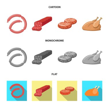 İşareti et ve ham izole nesne. Et ve web için hisse senedi simgesi yemek koleksiyonu.