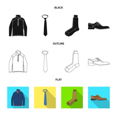 Adam ve giyim işareti vektör çizimi. Adam ayarla ve stok vektör çizim giymek.