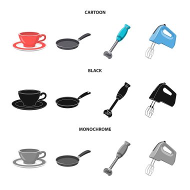 Mutfak ve yemek sembol yalıtılmış nesne. Mutfak ve cihaz hisse senedi vektör çizim topluluğu.