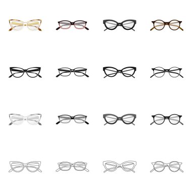 Gözlük ve çerçeve logo vektör Illustration. Gözlük ve web için aksesuar hisse senedi simgesi.