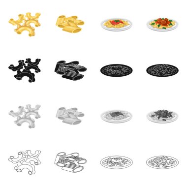 Makarna ve karbonhidrat simge vektör tasarımı. Makarna ve makarna koleksiyonu stok web simgesi.