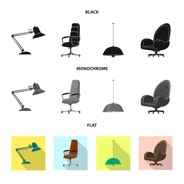 Objet isolé de mobilier et logo de travail. Ensemble de meubles et icône vectorielle maison pour stock . — Image vectorielle