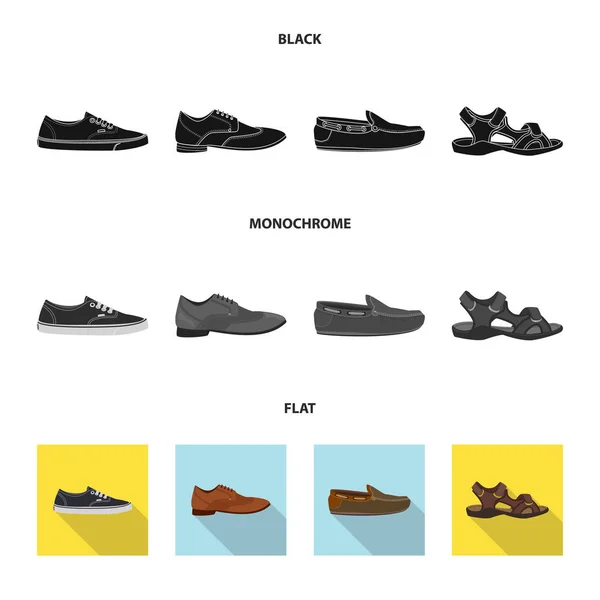 Conception vectorielle du logo chaussure et chaussures. Ensemble d'illustration vectorielle de chaussure et de pied . — Image vectorielle