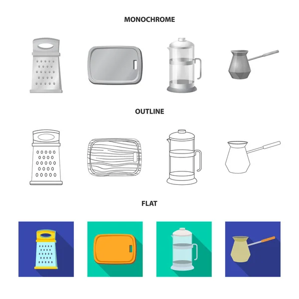 Geïsoleerde object van keuken en cook logo. Collectie van keuken- en apparatenbouw voorraad vectorillustratie. — Stockvector
