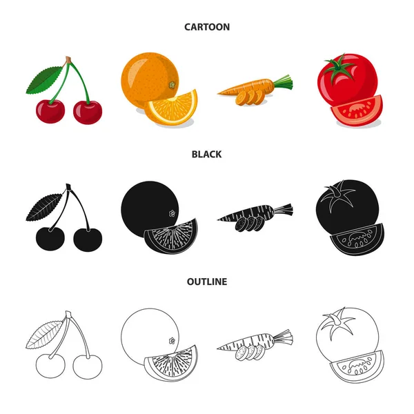 Objeto aislado de signo vegetal y frutal. Colección de vegetales y vegetarianos stock vector ilustración . — Archivo Imágenes Vectoriales