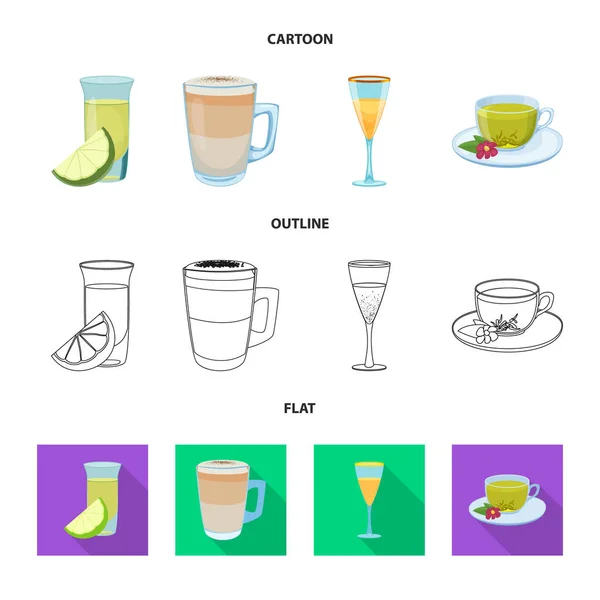 Objeto aislado de bebida y signo de bar. Conjunto de bebidas y partido icono vectorial para stock . — Archivo Imágenes Vectoriales