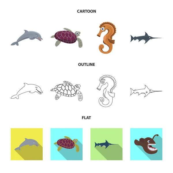 Vektorové Ilustrace Moře Zvířecích Znamení Kolekce Moře Mořské Burzovní Symbol — Stockový vektor