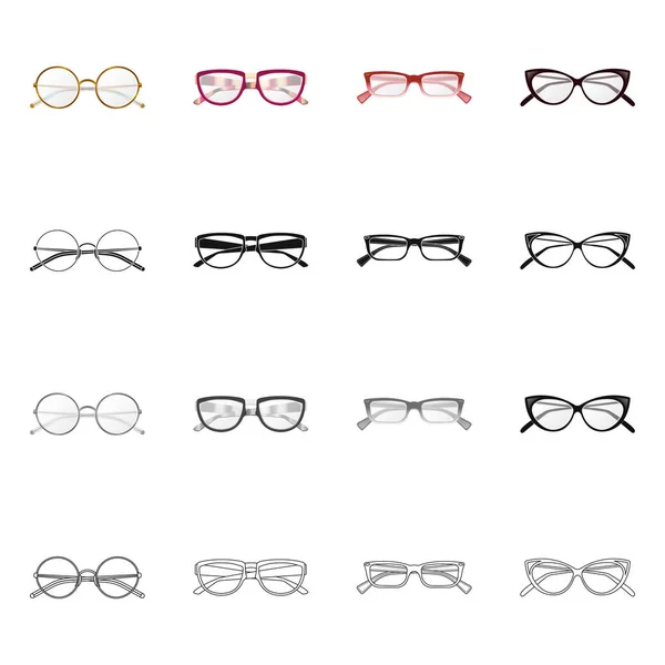 Isolated Object Glasses Frame Sign Set Glasses Accessory Vector Icon — Stock Vector