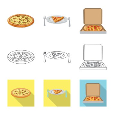 Pizza ve gıda logo vektör Illustration. Pizza ve İtalya hisse senedi vektör çizim seti.