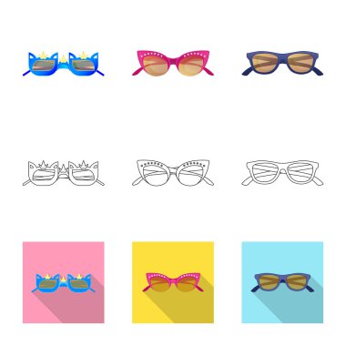 Gözlük ve güneş gözlüğü logo vektör tasarımı. Gözlük ve aksesuar hisse senedi vektör çizim koleksiyonu.