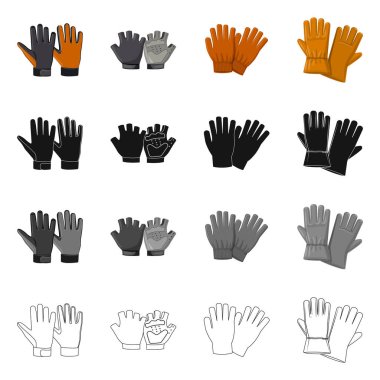 Eldiven ve kış logo yalıtılmış nesne. Eldiven ve ekipman hisse senedi vektör çizim seti.