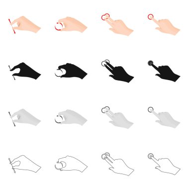 Dokunmatik ve el simge vektör Illustration. Dokunmatik ekran ve dokunmatik hisse senedi vektör çizim topluluğu.