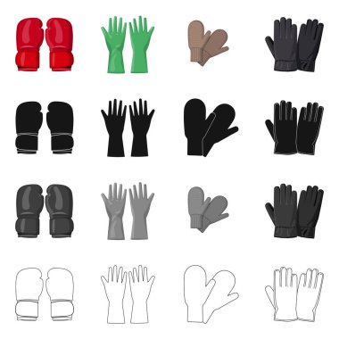 Eldiven ve kış simge vektör tasarımı. Eldiven ve ekipman hisse senedi vektör çizim topluluğu.
