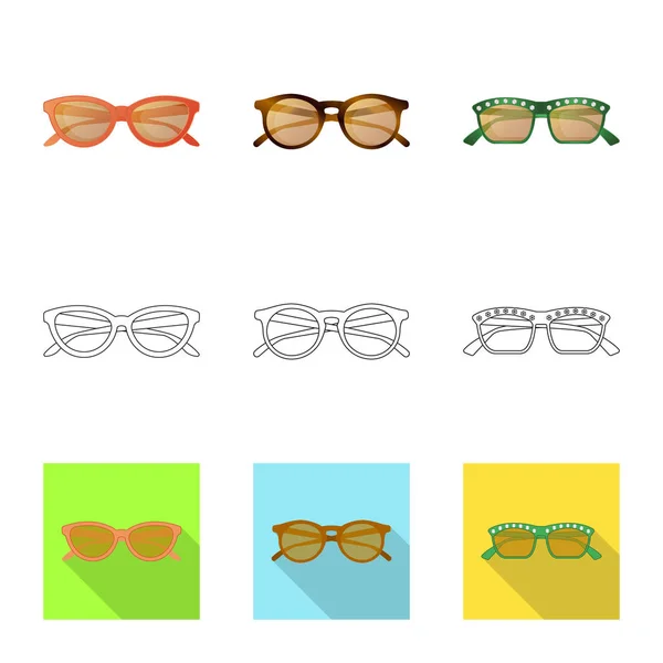 안경 및 선글라스 로그인의 벡터 디자인입니다. 안경 및 재고에 대 한 액세서리 벡터 아이콘의 컬렉션. — 스톡 벡터