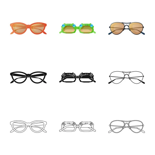 Εικονογράφηση διάνυσμα εικονίδιο γυαλιά και γυαλιά ηλίου. Συλλογή γυαλιών και αξεσουάρ stock διανυσματικά εικονογράφηση. — Διανυσματικό Αρχείο