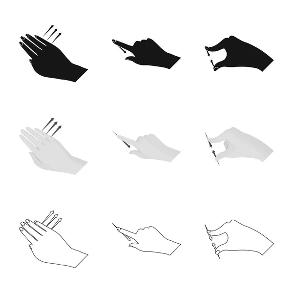 Diseño vectorial de pantalla táctil y símbolo de mano. Conjunto de pantalla táctil e ilustración de vector de stock táctil . — Vector de stock