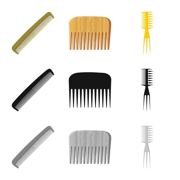 Objeto aislado de cepillo e icono de cabello. Colección de cepillo y cepillo de pelo símbolo de stock para web . — Vector de stock