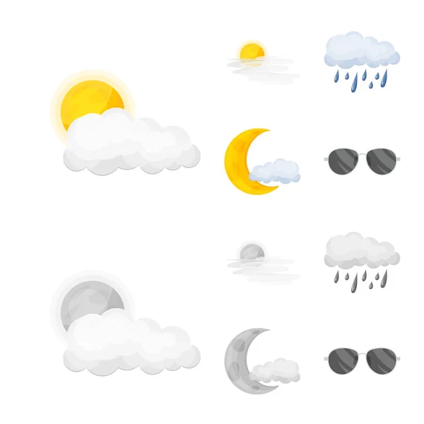 Izolovaný objekt ikony počasí a klimatu. Kolekce z počasí a cloud burzovní symbol pro web. — Stockový vektor