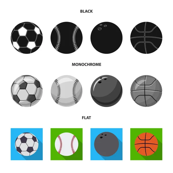 Ilustración vectorial del icono del deporte y la pelota. Conjunto de deporte y el icono del vector deportivo para la acción . — Archivo Imágenes Vectoriales