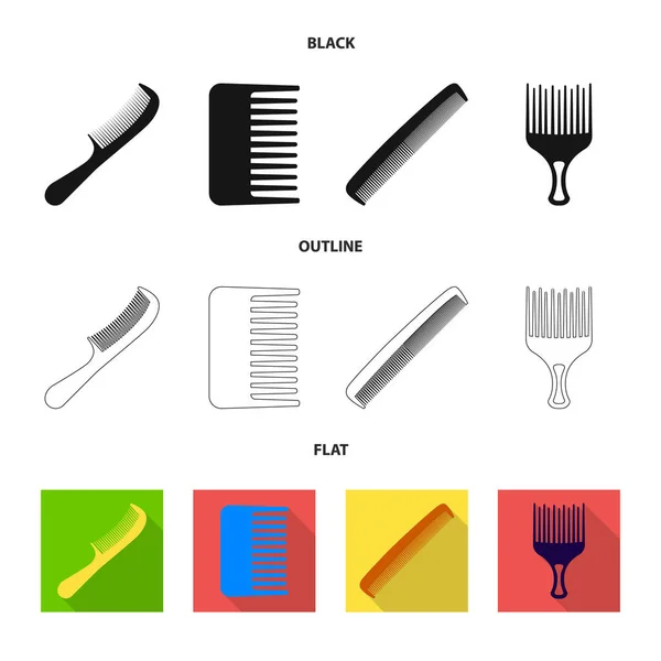 Isolated object of brush and hair sign. Set of brush and hairbrush stock vector illustration. — Stock Vector