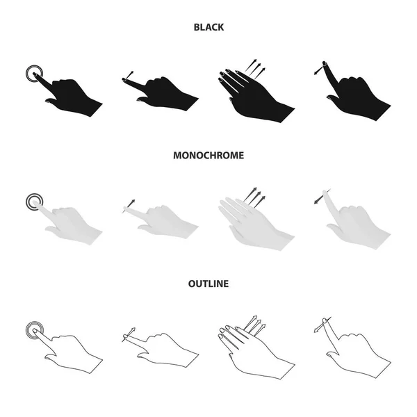 Isoliertes Objekt mit Touchscreen und Handsymbol. Set aus Touchscreen und Touchstock-Symbol für Web. — Stockvektor