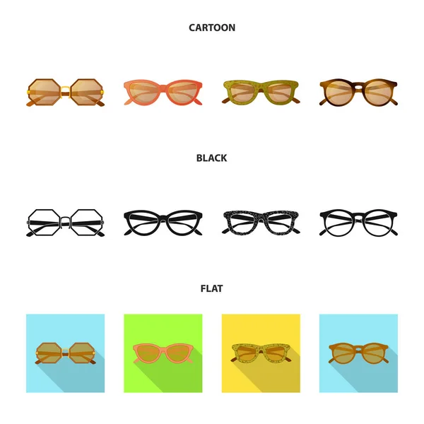 Векторна ілюстрація символу окулярів і сонцезахисних окулярів. Набір окулярів та символів аксесуарів для Інтернету . — стоковий вектор