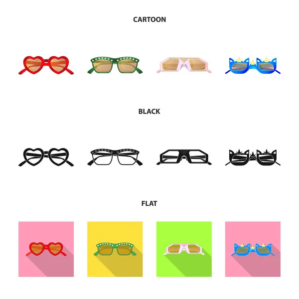 眼镜和太阳镜标志的矢量设计。一套眼镜和附件矢量图标股票. — 图库矢量图片