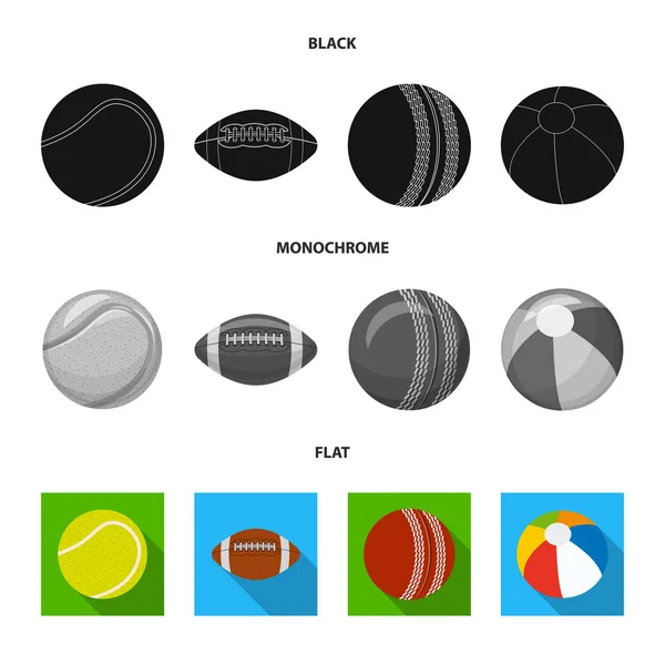 Ilustración vectorial del icono del deporte y la pelota. Conjunto de deporte y el icono del vector deportivo para la acción . — Archivo Imágenes Vectoriales