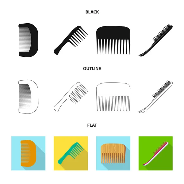 Векторная иллюстрация кисти и иконки волос. Набор кистей и расчёсок для паутины . — стоковый вектор