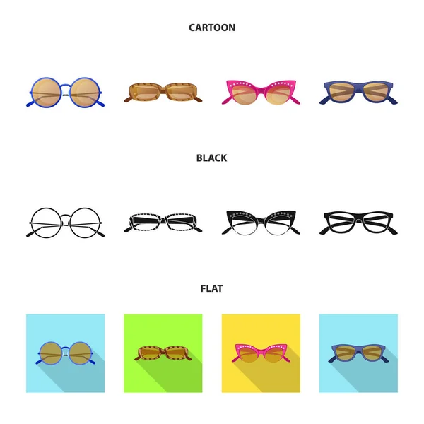 Vektorové ilustrace brýle a sluneční brýle značky. Kolekce brýlí a příslušenství burzovní symbol pro web. — Stockový vektor