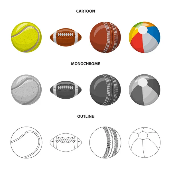 Isolationsobjekt des Sports und Ball-Ikone. Set von Sport- und Sportvektorsymbolen für Aktien. — Stockvektor