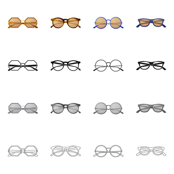 Vektoros illusztráció: szemüveg és napszemüveg szimbólum. Gyűjteménye szemüveg és tartozék vektor ikon készletek. — Stock Vector